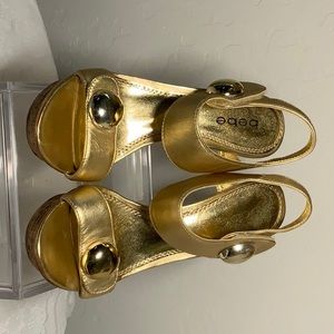 Bebe Gold Platform Heels